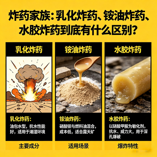 金坛炸药家族：乳化炸药、铵油炸药、水胶炸药到底有什么区别？
